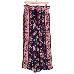 Sundance Floral Wide Leg Elastic Tie Waist Pants Blue Purple Pink Size Medium